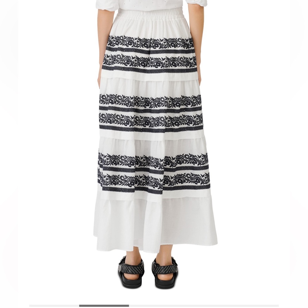 Maje Jolipa Ibiza Limited Edition Embroidered Tiered Boho Skirt Size M - Picture 4 of 8